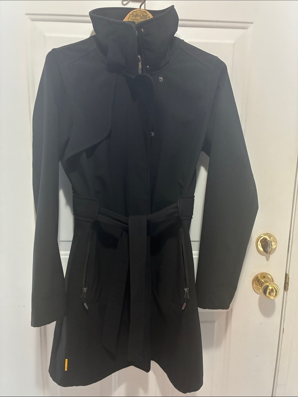 Lole Black Belted Trench/Rain Coat with High Collar